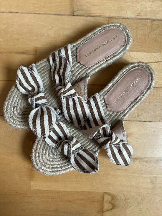 Loeffler Randall Daisy Platform Espadrille Sandal Womens 38/ US 8 Striped Bow - Picture 3 of 7